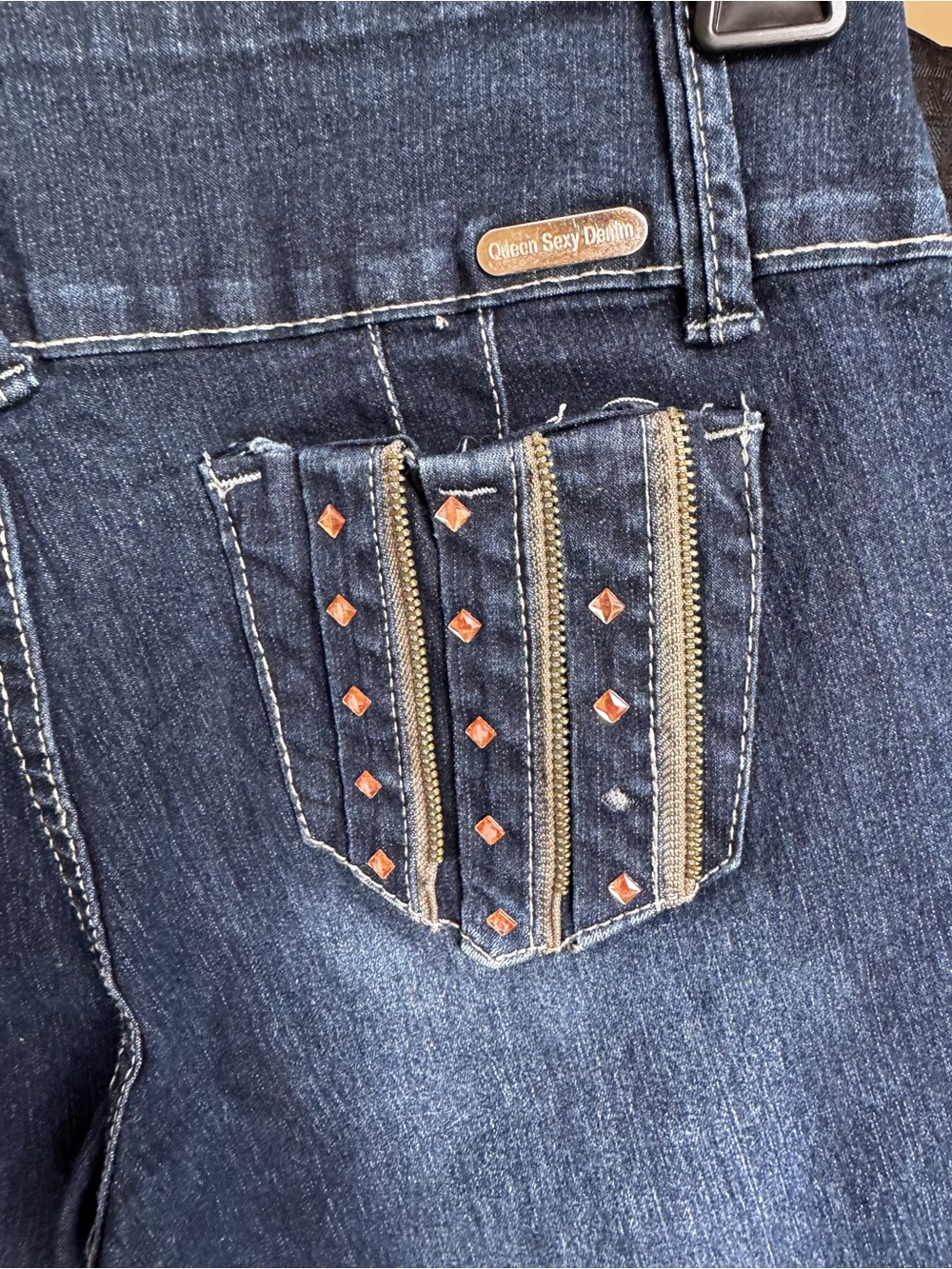Women's Dark Blue Embellished Jeans